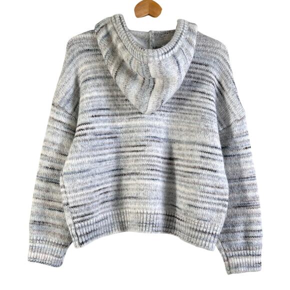 Thread & Supply Striped Sweater Hoodie Wool Blend Blue Gray - Picture 5 of 8